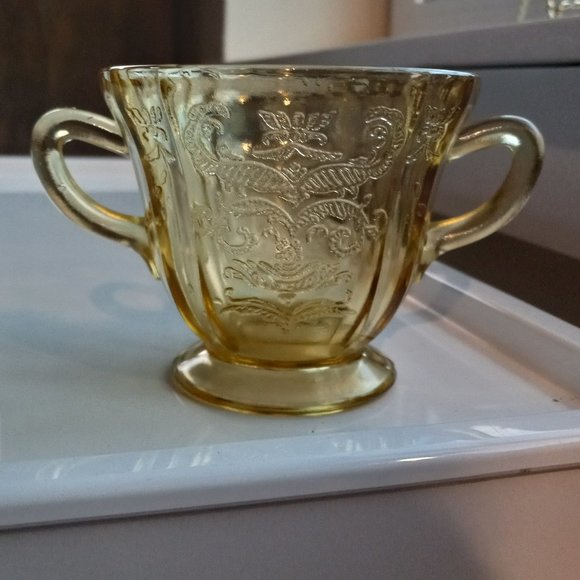 Vintage Federal Glass Recollection Madrid Amber Glass Dinner Plate Sugar Bowl - Picture 9 of 14